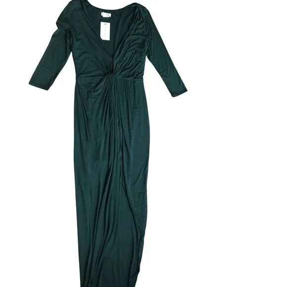 LOVERS+FRIENDS NWT Sexy Green Sexy Deep V Neck High Low Maxi Party Dress $178 M